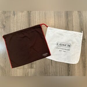 COACH LOT OF 2 Dust Bag Brown Red White Storage Luxury Bag Handbag Drawstring